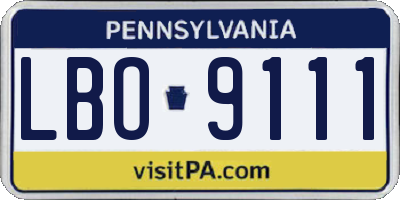 PA license plate LBO9111