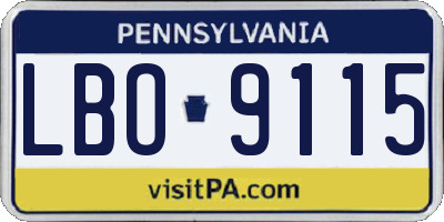 PA license plate LBO9115