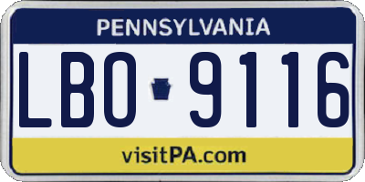 PA license plate LBO9116