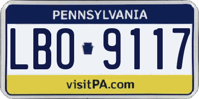 PA license plate LBO9117