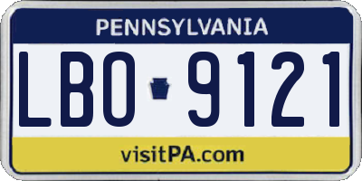 PA license plate LBO9121