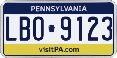 PA license plate LBO9123