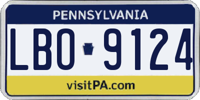 PA license plate LBO9124