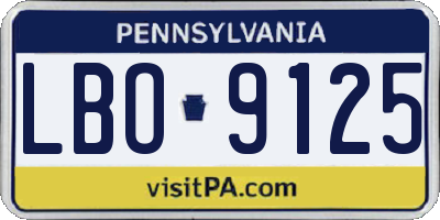 PA license plate LBO9125
