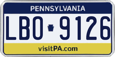 PA license plate LBO9126