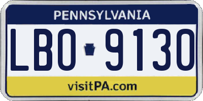 PA license plate LBO9130