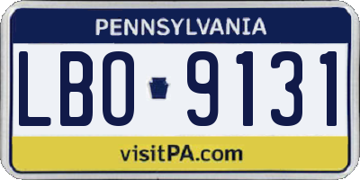 PA license plate LBO9131