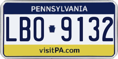 PA license plate LBO9132