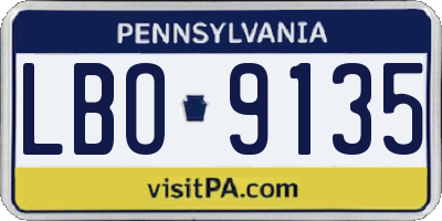 PA license plate LBO9135
