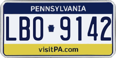 PA license plate LBO9142