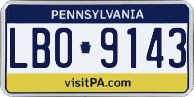 PA license plate LBO9143