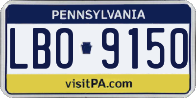 PA license plate LBO9150