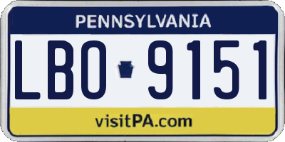 PA license plate LBO9151