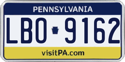PA license plate LBO9162