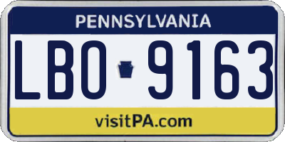 PA license plate LBO9163