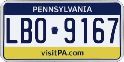 PA license plate LBO9167