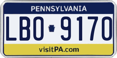 PA license plate LBO9170