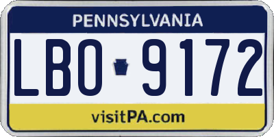 PA license plate LBO9172