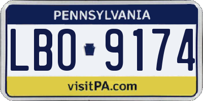 PA license plate LBO9174