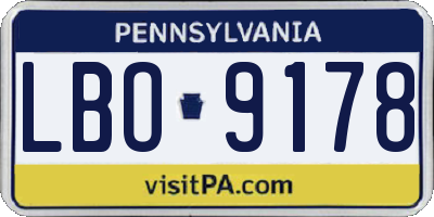 PA license plate LBO9178