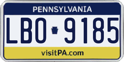 PA license plate LBO9185