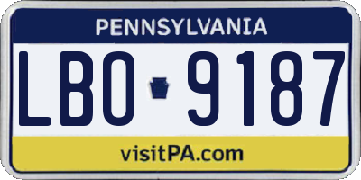 PA license plate LBO9187