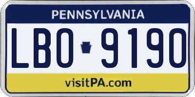 PA license plate LBO9190