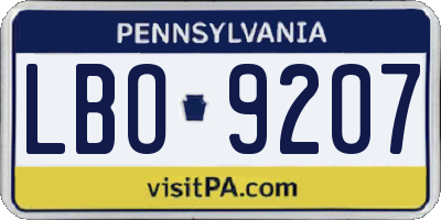 PA license plate LBO9207