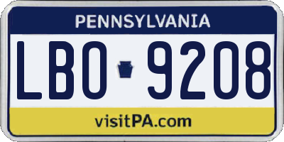 PA license plate LBO9208