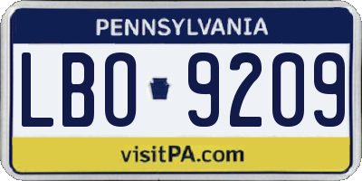 PA license plate LBO9209