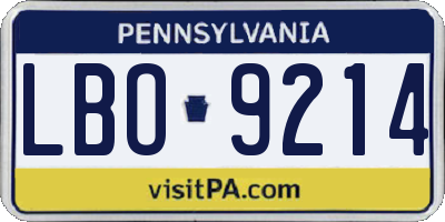 PA license plate LBO9214