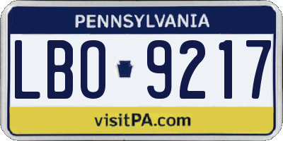 PA license plate LBO9217