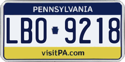 PA license plate LBO9218