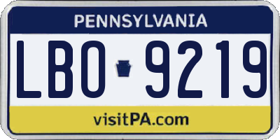 PA license plate LBO9219