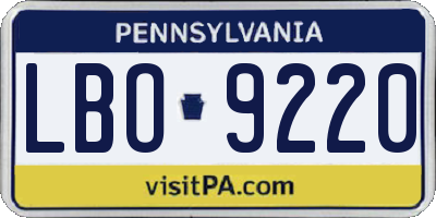 PA license plate LBO9220