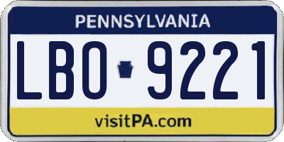 PA license plate LBO9221