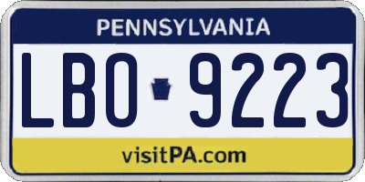 PA license plate LBO9223
