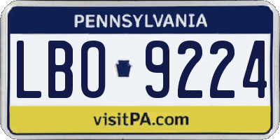 PA license plate LBO9224
