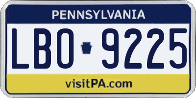 PA license plate LBO9225