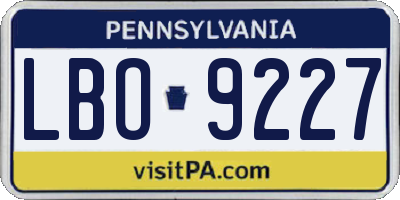 PA license plate LBO9227