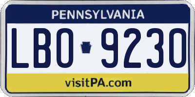 PA license plate LBO9230