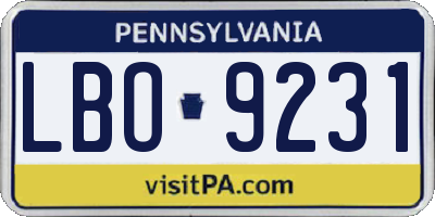 PA license plate LBO9231