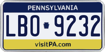 PA license plate LBO9232