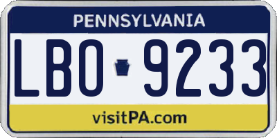 PA license plate LBO9233