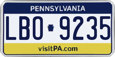 PA license plate LBO9235