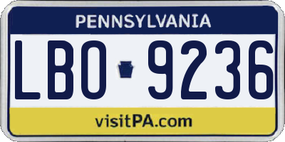 PA license plate LBO9236