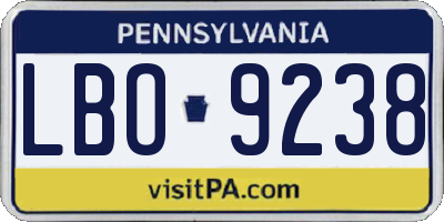 PA license plate LBO9238