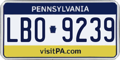 PA license plate LBO9239