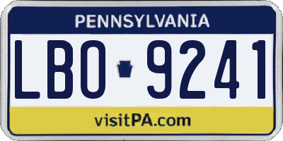 PA license plate LBO9241