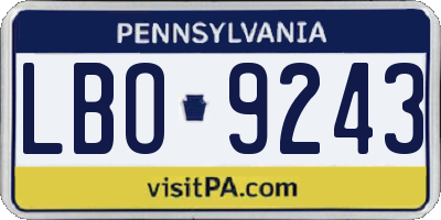 PA license plate LBO9243